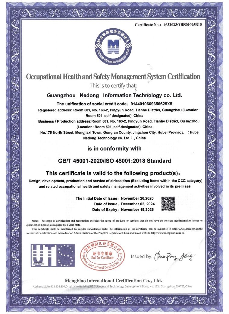 ISO 45001 certificate